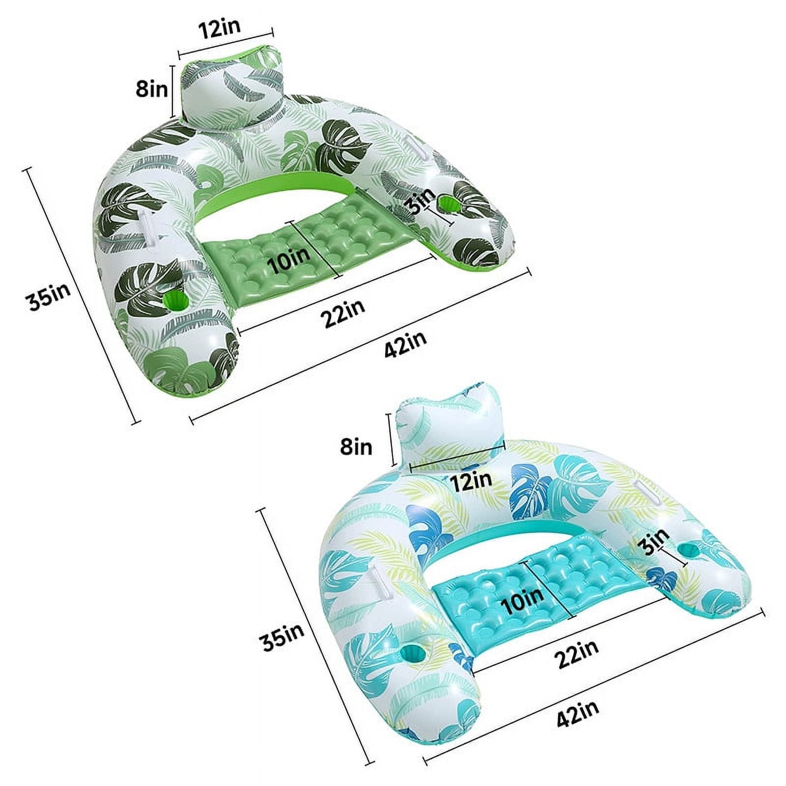 2 Pack Inflatable Pool Float Chair with Pump and Cup Holder L648528