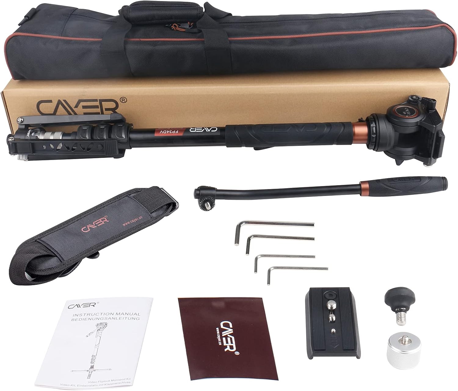 Aluminum Telescopic Camera Monopod with Pan Tilt Fluid Head and 3-Leg Tripod Base N63174