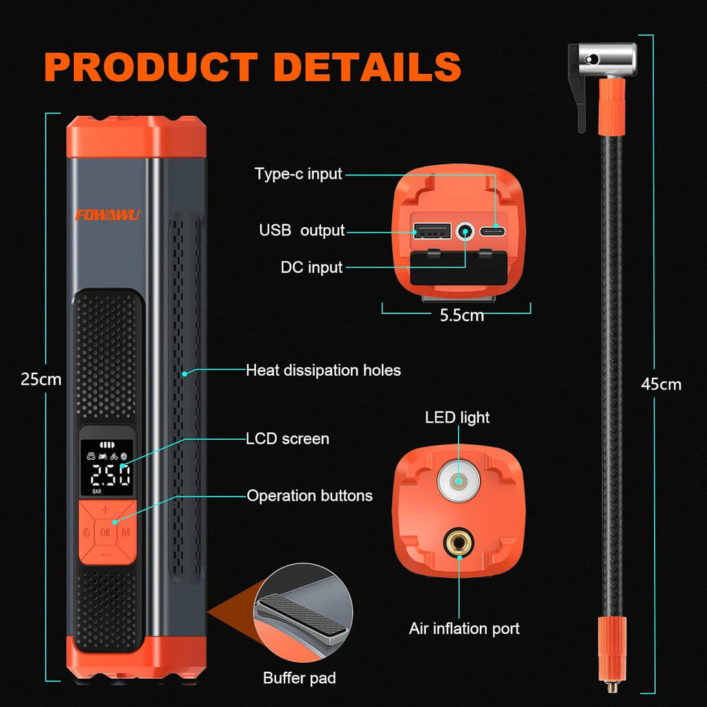 6000mAh 150PSI Tire Inflator Portable Air Compressor with LCD, Pack of 2 M381890