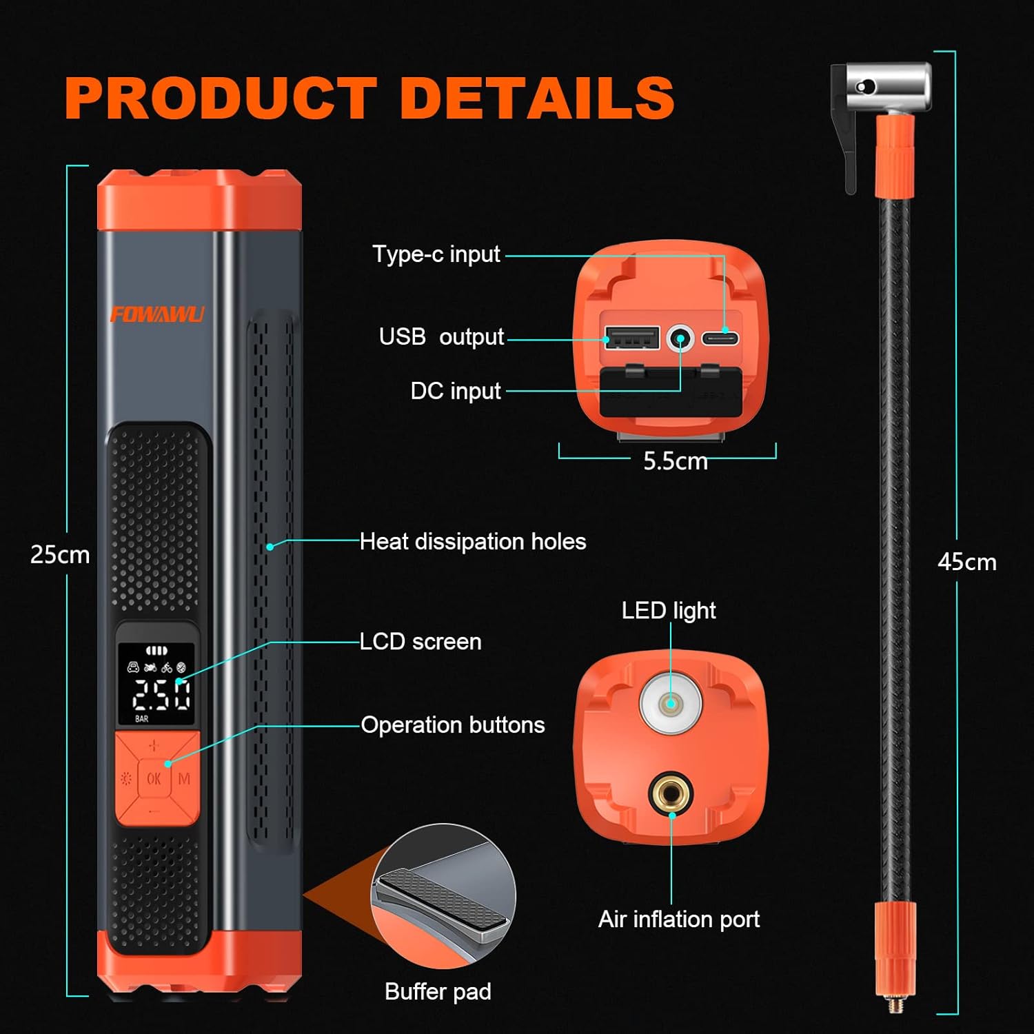 6000mAh 150PSI Tire Inflator Portable Air Compressor with LCD, Pack of 2 M381890
