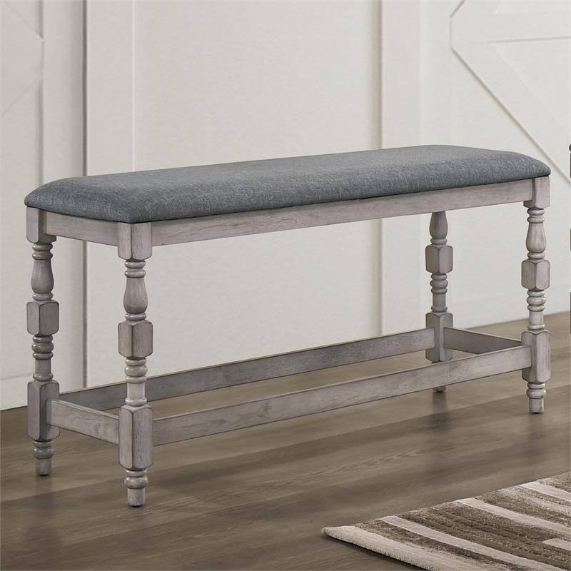 Antique White Wood Counter Height Dining Bench J18413