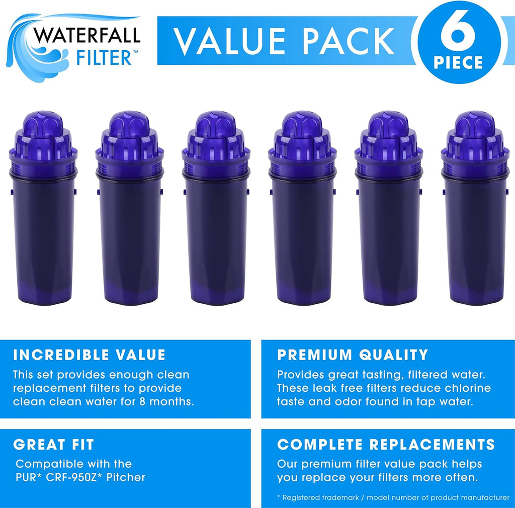 Water Filter Replacement Pitcher Filters (Pack of 6) Z882364