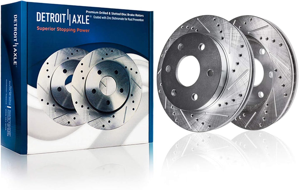 Front Drilled & Slotted Rotors + Brake Pads 6pc Set T843
